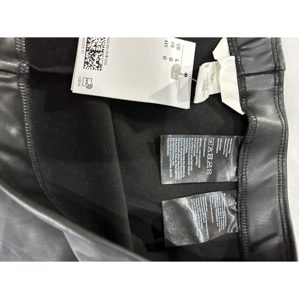 HM Womens High Waisted Black Faux Leather Leggings Slim Fit Size L New NWT - Picture 6 of 9